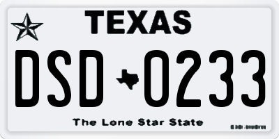 TX license plate DSD0233