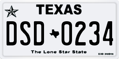 TX license plate DSD0234