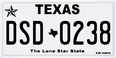 TX license plate DSD0238