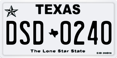 TX license plate DSD0240