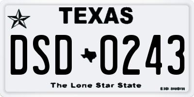 TX license plate DSD0243