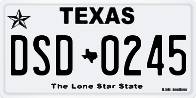 TX license plate DSD0245
