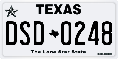 TX license plate DSD0248