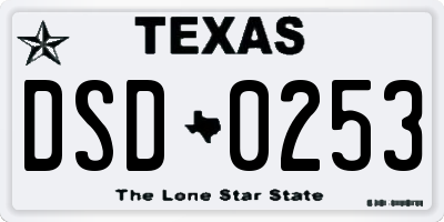 TX license plate DSD0253