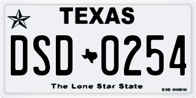 TX license plate DSD0254
