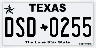 TX license plate DSD0255