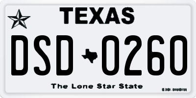 TX license plate DSD0260