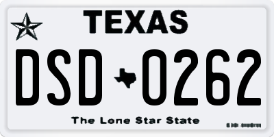 TX license plate DSD0262