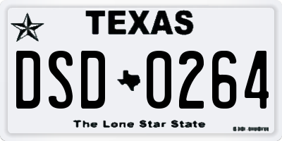TX license plate DSD0264
