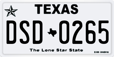 TX license plate DSD0265