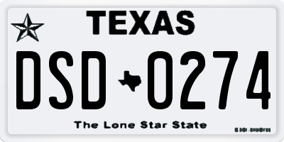 TX license plate DSD0274
