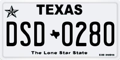 TX license plate DSD0280