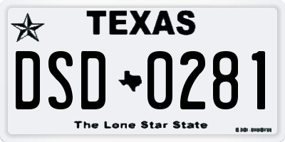 TX license plate DSD0281