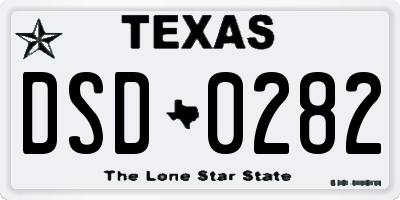 TX license plate DSD0282