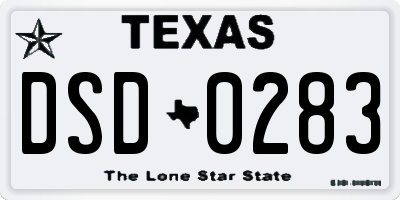 TX license plate DSD0283