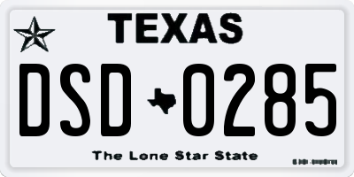 TX license plate DSD0285