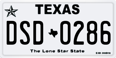 TX license plate DSD0286