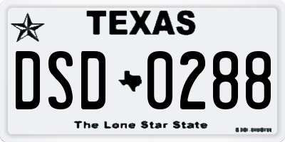 TX license plate DSD0288