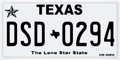 TX license plate DSD0294