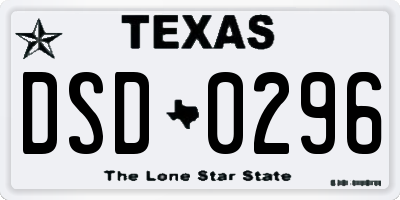 TX license plate DSD0296