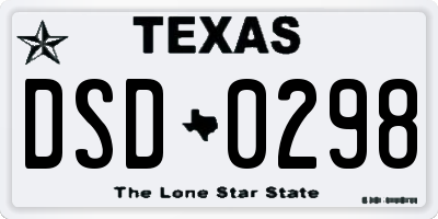 TX license plate DSD0298