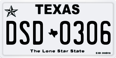 TX license plate DSD0306