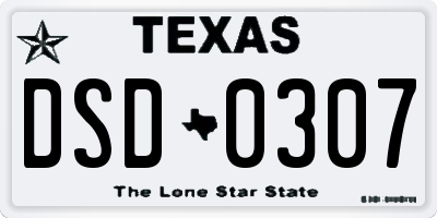 TX license plate DSD0307