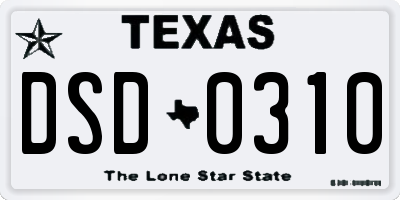 TX license plate DSD0310