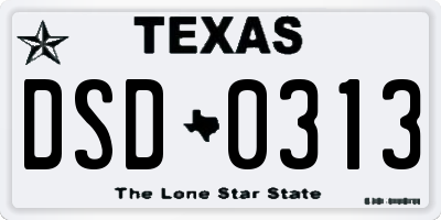 TX license plate DSD0313