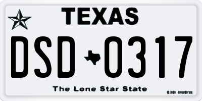TX license plate DSD0317