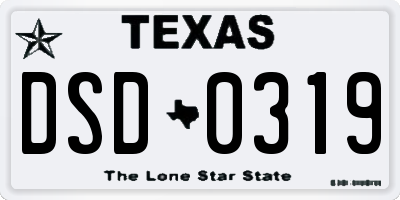 TX license plate DSD0319