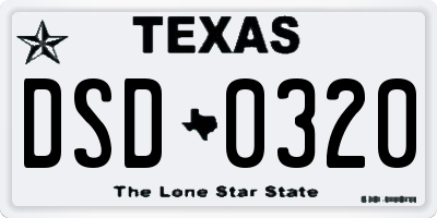 TX license plate DSD0320