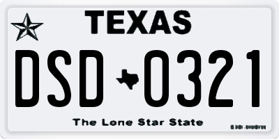 TX license plate DSD0321