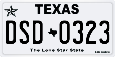 TX license plate DSD0323
