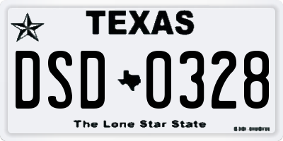 TX license plate DSD0328