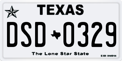 TX license plate DSD0329
