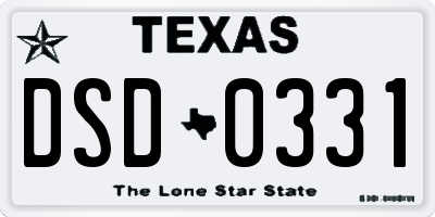 TX license plate DSD0331