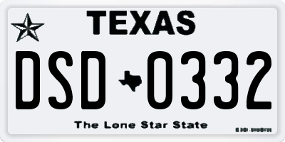 TX license plate DSD0332