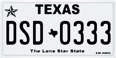 TX license plate DSD0333