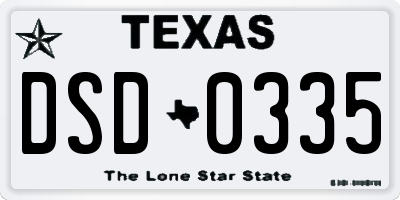 TX license plate DSD0335