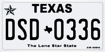 TX license plate DSD0336