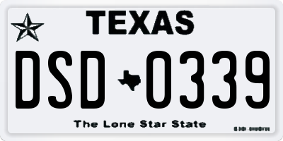 TX license plate DSD0339
