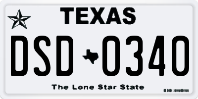TX license plate DSD0340