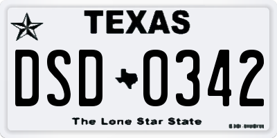 TX license plate DSD0342