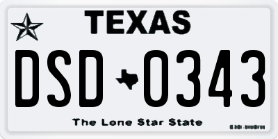 TX license plate DSD0343