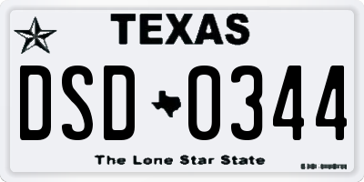 TX license plate DSD0344