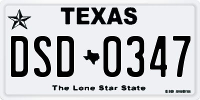 TX license plate DSD0347