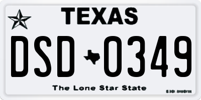 TX license plate DSD0349