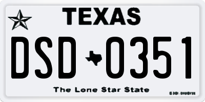 TX license plate DSD0351