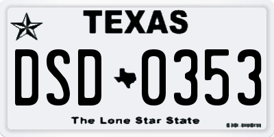 TX license plate DSD0353